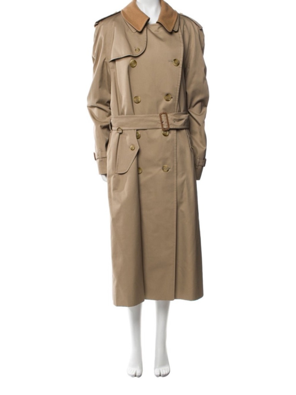 Burberry Beige Trench Coat, Belt and Contrast Collar and removable wool lining